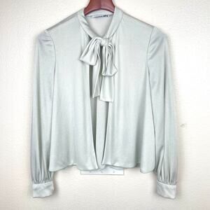 Vintage Womens Top Sz S Whimsigoth Neck Bow Coquette Romantic Grunge Disco Boho